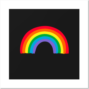 Rainbow on Black Background Posters and Art